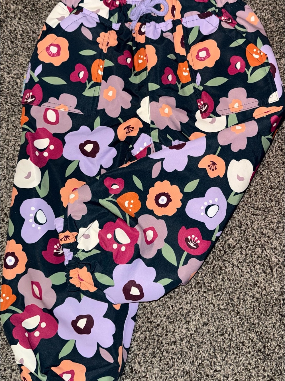 Girls Floral Jogger Pants - Purple Multi